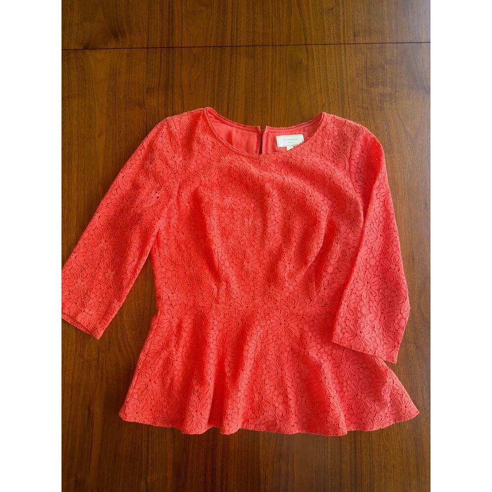 Moulinette Soeurs Women's Red Lace Peplum Blouse - Size 10